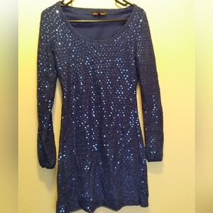Sequined Blue Betsey Johnson Sweater Knit Midi Dress